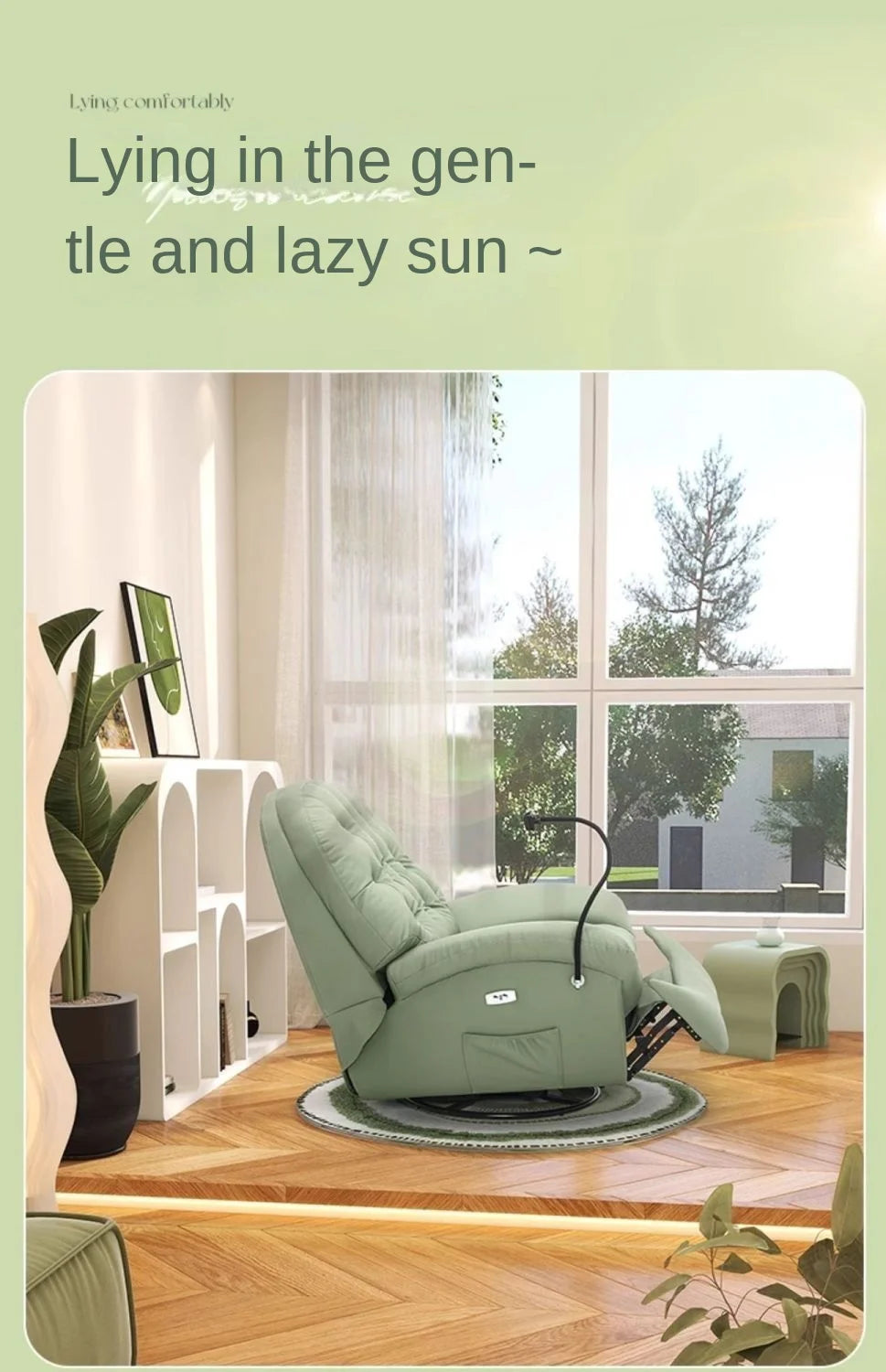 Single Sofa Rocking Chair-Modern Simplicity Design Multifunctional Lying Sleeping Electric Fabric Chair Recliner Sofa