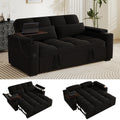 65" 3-in-1 Folding Convertible Sofa Bed with 360° Swivel Side Table, Pull Out Couch USB Charging, Modern Corduroy Chenille, Black