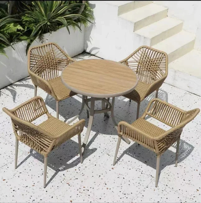 Outdoor garden courtyard rattan weaving chair outdoor living room coffee table rattan art table and chair furniture