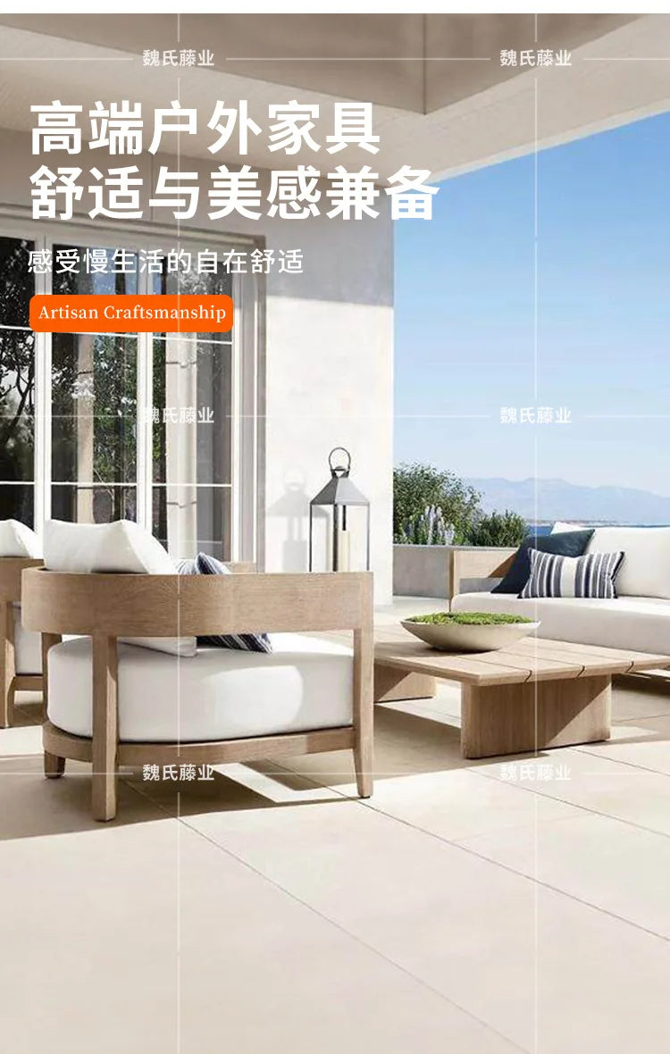 Outdoor teak sofa balcony courtyard garden outdoor hotel furniture combination balcony leisure hotel bed and breakfast sofa