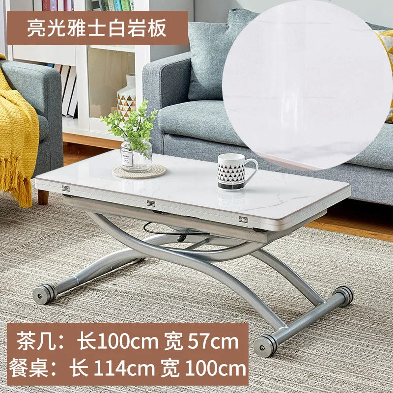 movable coffee table dining table integrated household small apartment folding lifting living room table dual-purpose movable