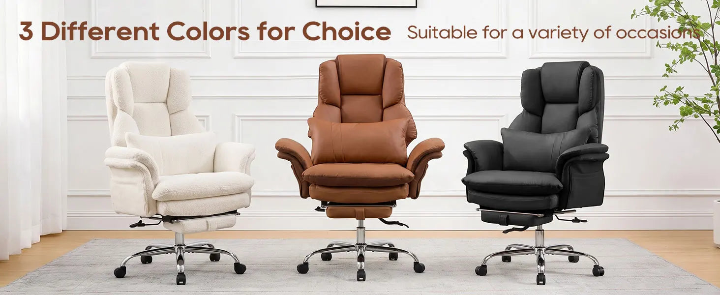 TCGBKAF Big and Tall Office Chair Executive Chair Brown PU Leather Criss Cross Chair with Adjustable Backrest and Flip Armrests, Ergonomic Computer Desk Chair with Footrest for Home &Office