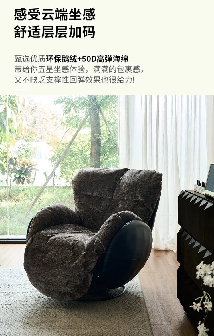 N Retro Electric Single Sofa Chair Designer French Lazy Sofa Balcony Living Room Function Rotating Recliner