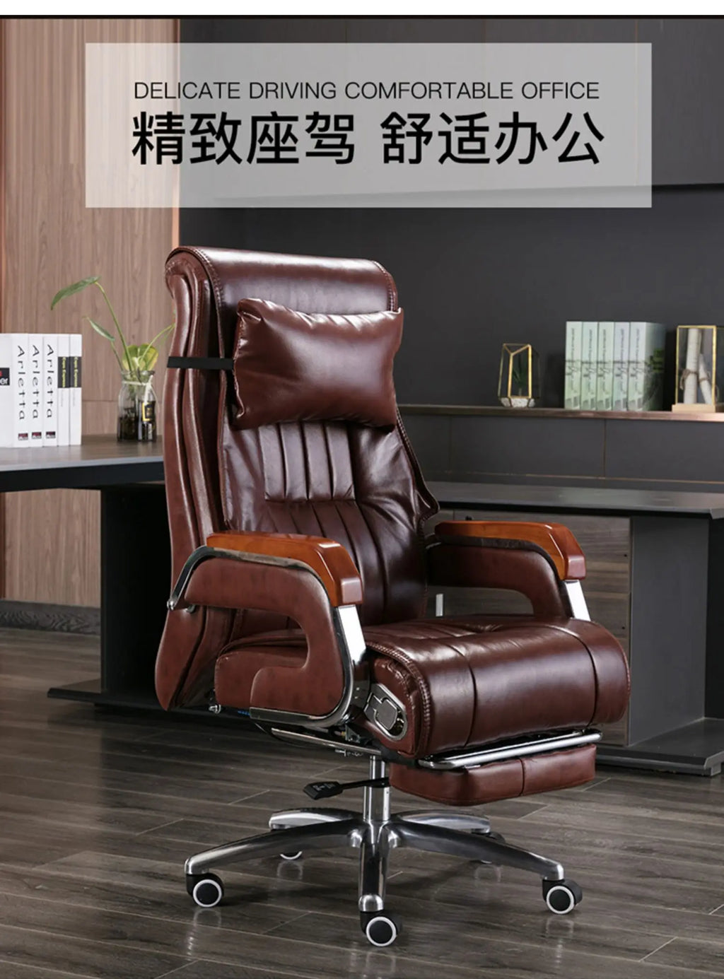 Genuine Leather Office Chair with Massage and Reclining High Back Ergonomic Desk Chair Home Business Use Comfortable Computer