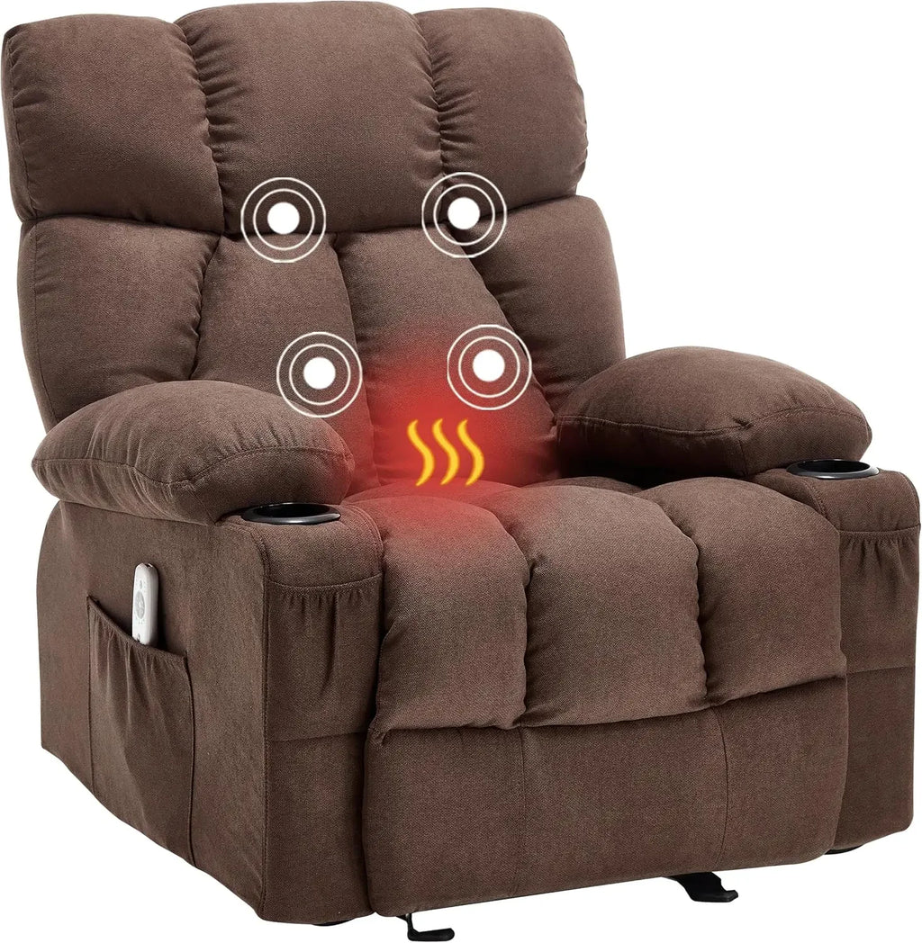 New Best Deal US Shipping Ergonomic Massage Recliner Chair with Heat and Vibration Overstuffed Rocking Lounge Chair with Side Po