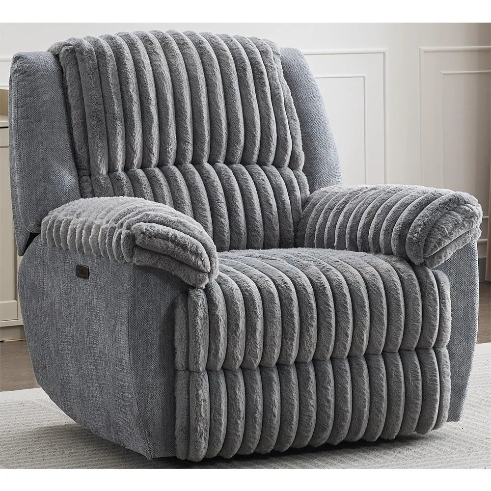 Oversized Power Recliner Zero Gravity with USB Port for Big Man Faux Fur Electric Extra Large Reclining Chairs for, Customized
