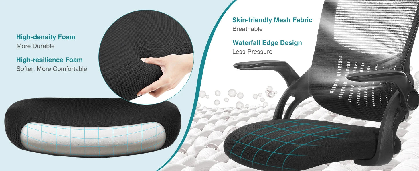 JHK Ergonomic Mid-Back Mesh Backrest Office Desk Chair Computer Lumbar Support Rolling Swivel Gaming Chairs With Wheels For Home