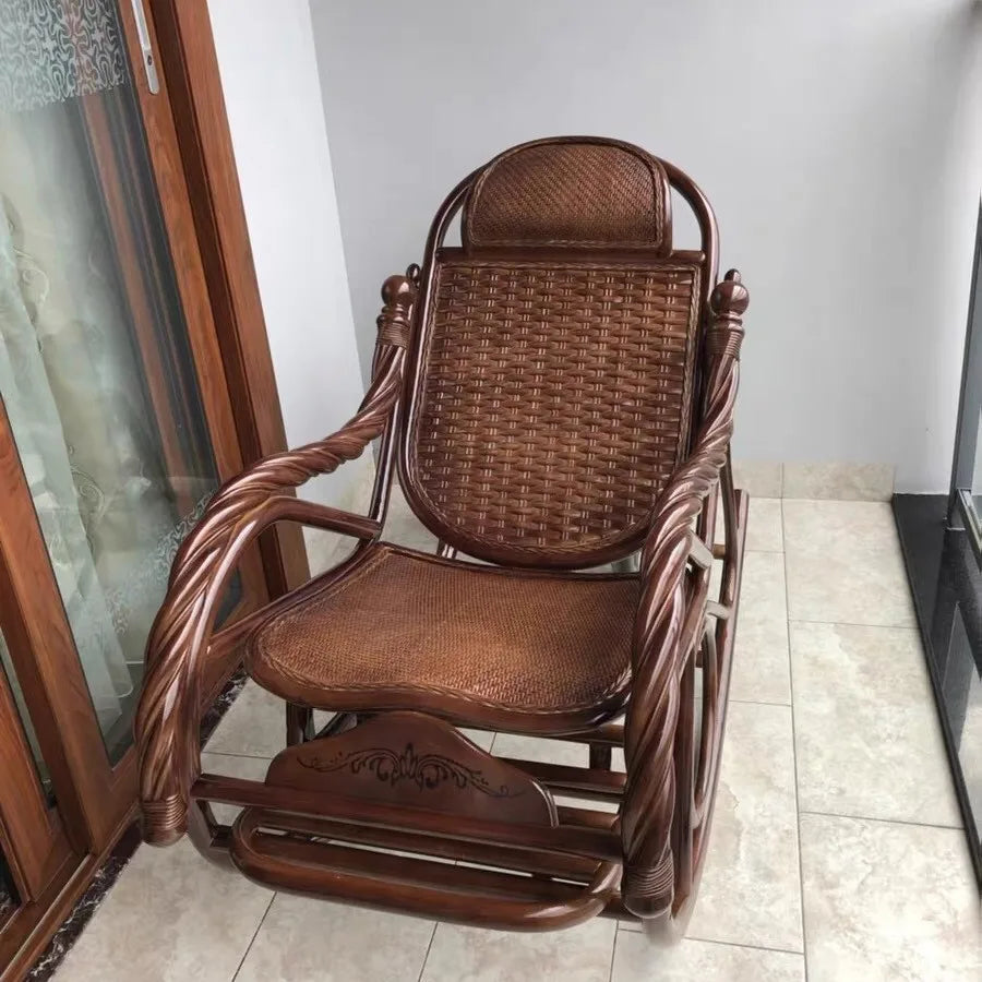 New Chinese rattan chair happy chair factory courtyard elderly rattan sofa