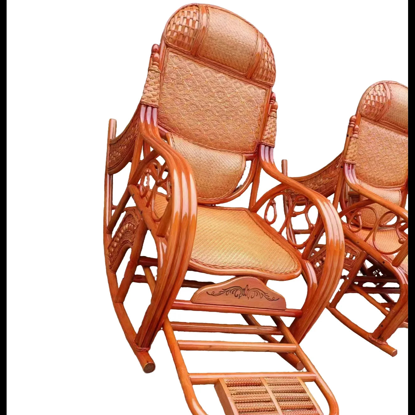 Home Balcony Leisure True Vine Elderly Rocking Chair Reliable Back Braided Rattan Chair Living Room