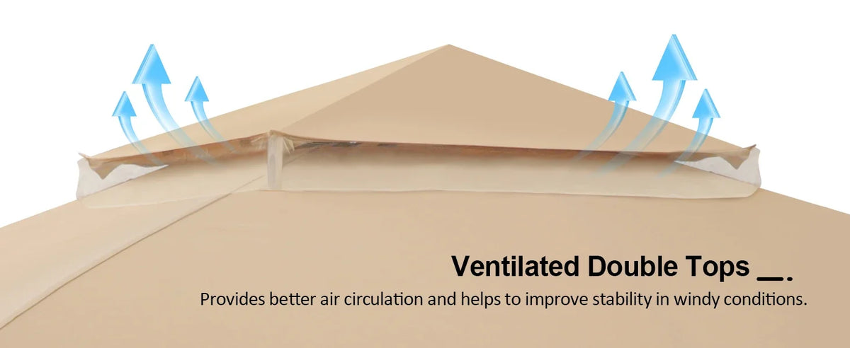 ABCCANOPY 10x10 Outdoor Gazebo with Mosquito Netting, Beige