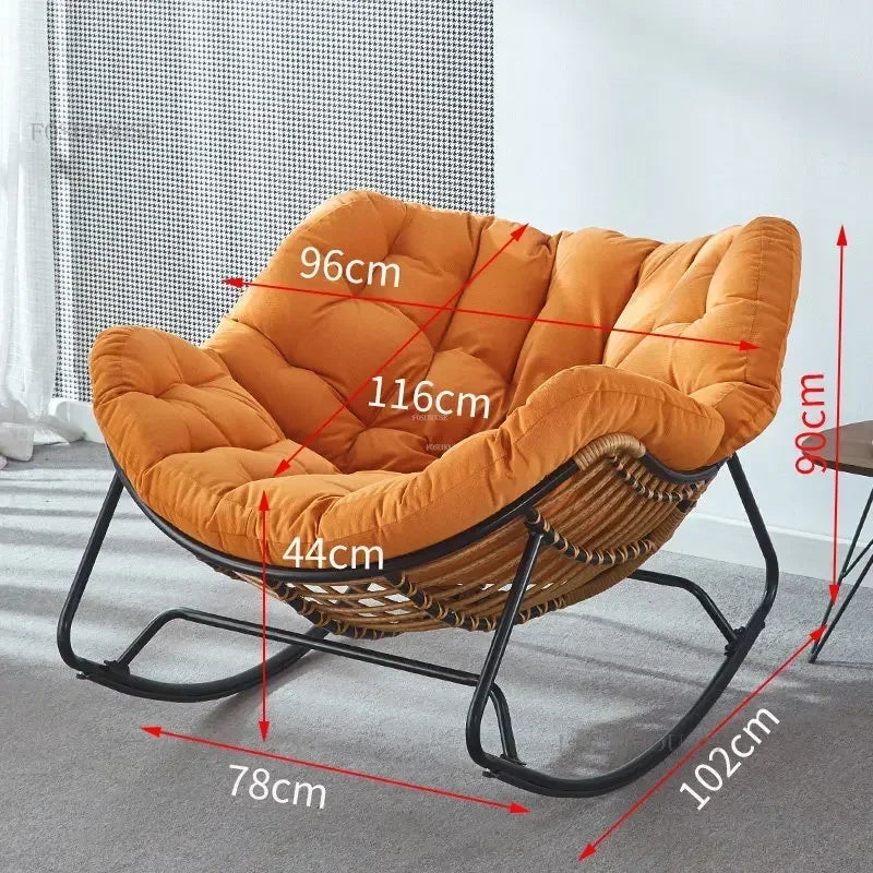 Nordic Lazy Living Room Chairs Home Balcony Rocking Chairs Reclining Sofas Rattan Sofa Leisure Rocking Chair Home Furniture