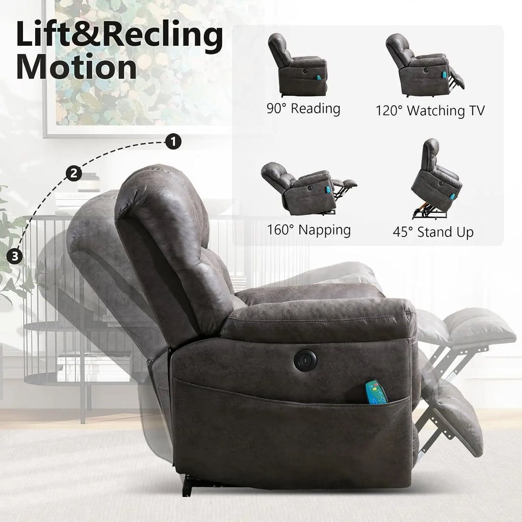 Massage Recliner Chair, Overstuffed Rocker Lazy Boy Chairs with Vibration&Gently Heat,Fabric Ergonomic Manual Nursery, Custom