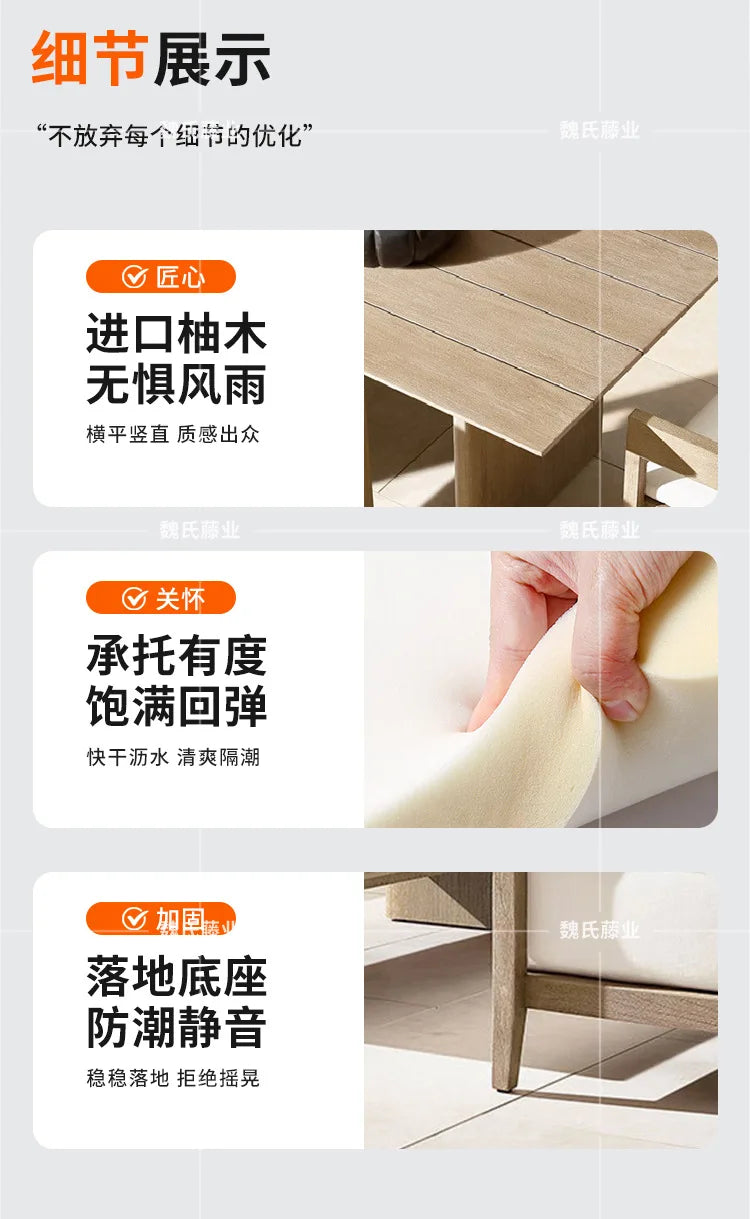 Outdoor teak sofa balcony courtyard garden outdoor hotel furniture combination balcony leisure hotel bed and breakfast sofa