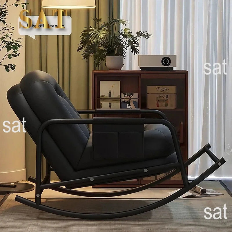 #@ Lazy Sofa Rocking Chair Household Adult Balcony Casual Living Room Single Rocker Vintage Style Recliner Lounge