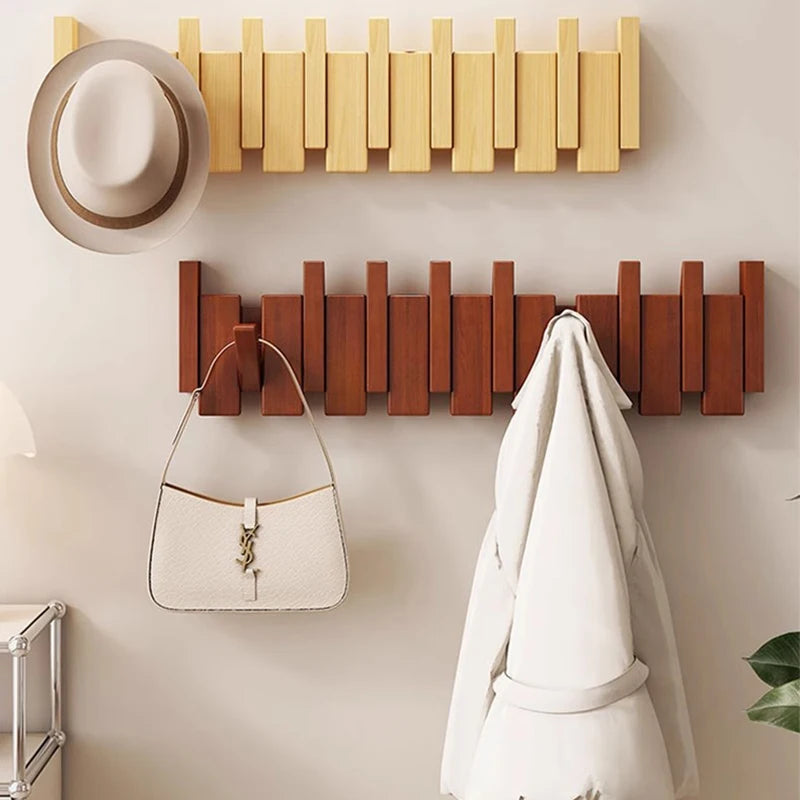 Piano Key Coat Rack Solid Wood Clothing Storage Racks Wall Mounted Clothes Organizer Hanger Entrance Hall Home Furnitures
