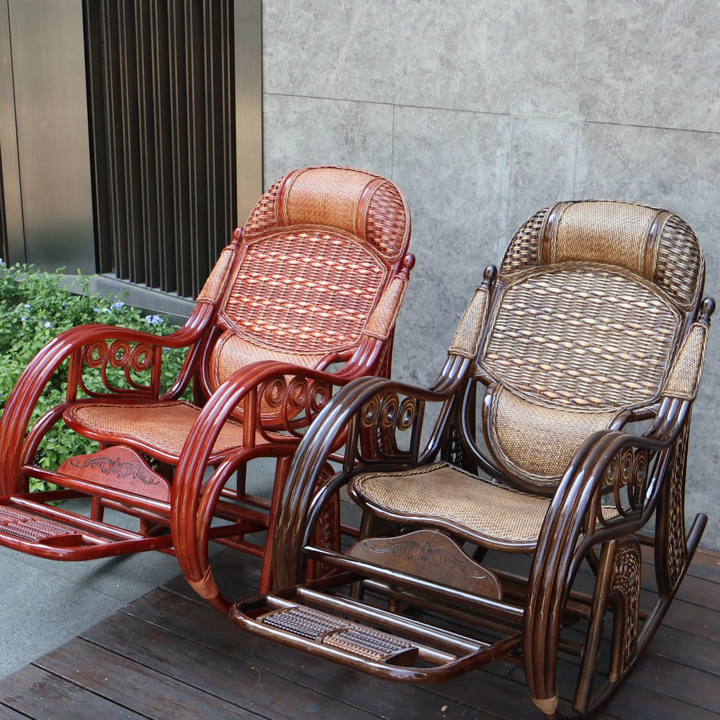 New Chinese rattan chair happy chair factory courtyard elderly rattan sofa