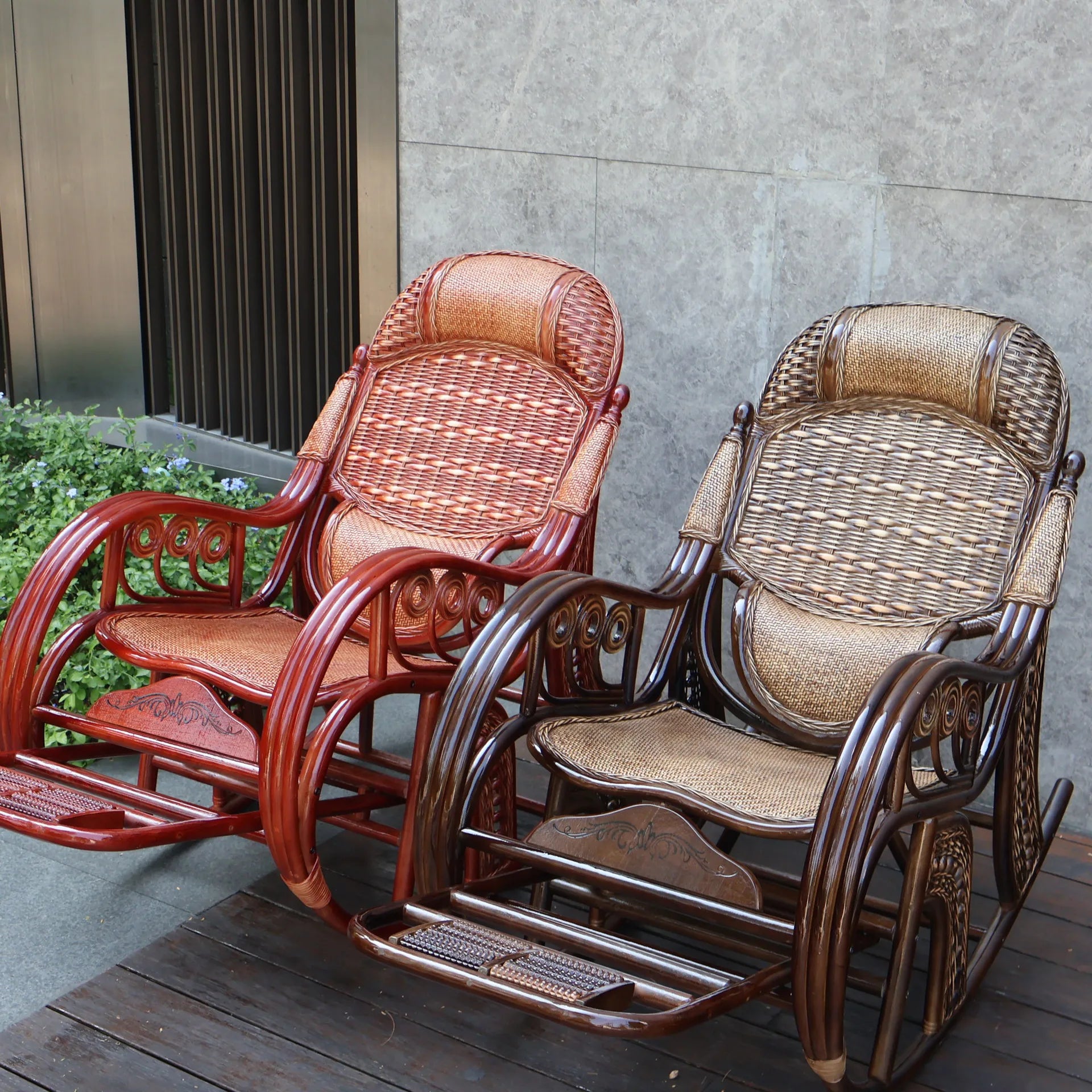 New Chinese rattan chair happy chair factory courtyard elderly rattan sofa