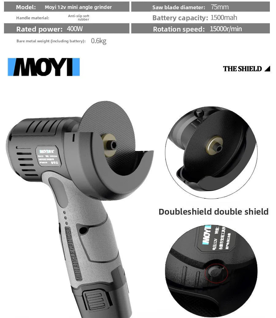 12V Lithium Mini Angle Grinder, Portable Lithium Wireless Grinding, Cutting, Polishing Machine