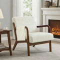 Mid Century Modern Accent Chair with Side Pocket and Lumbar Pillow for Living Spaces
