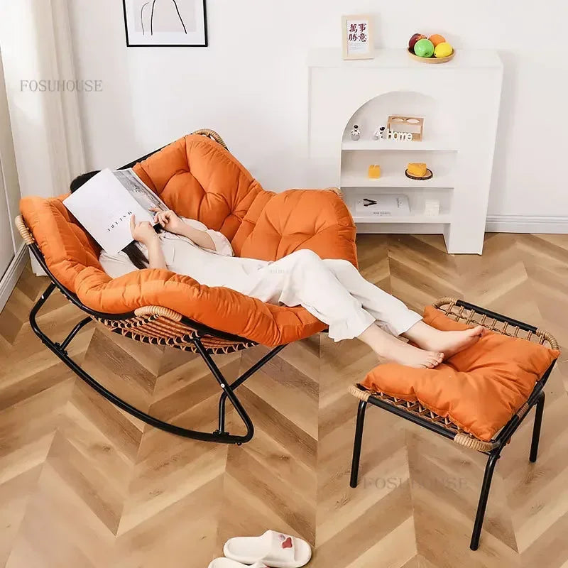 Nordic Lazy Living Room Chairs Home Balcony Rocking Chairs Reclining Sofas Rattan Sofa Leisure Rocking Chair Home Furniture