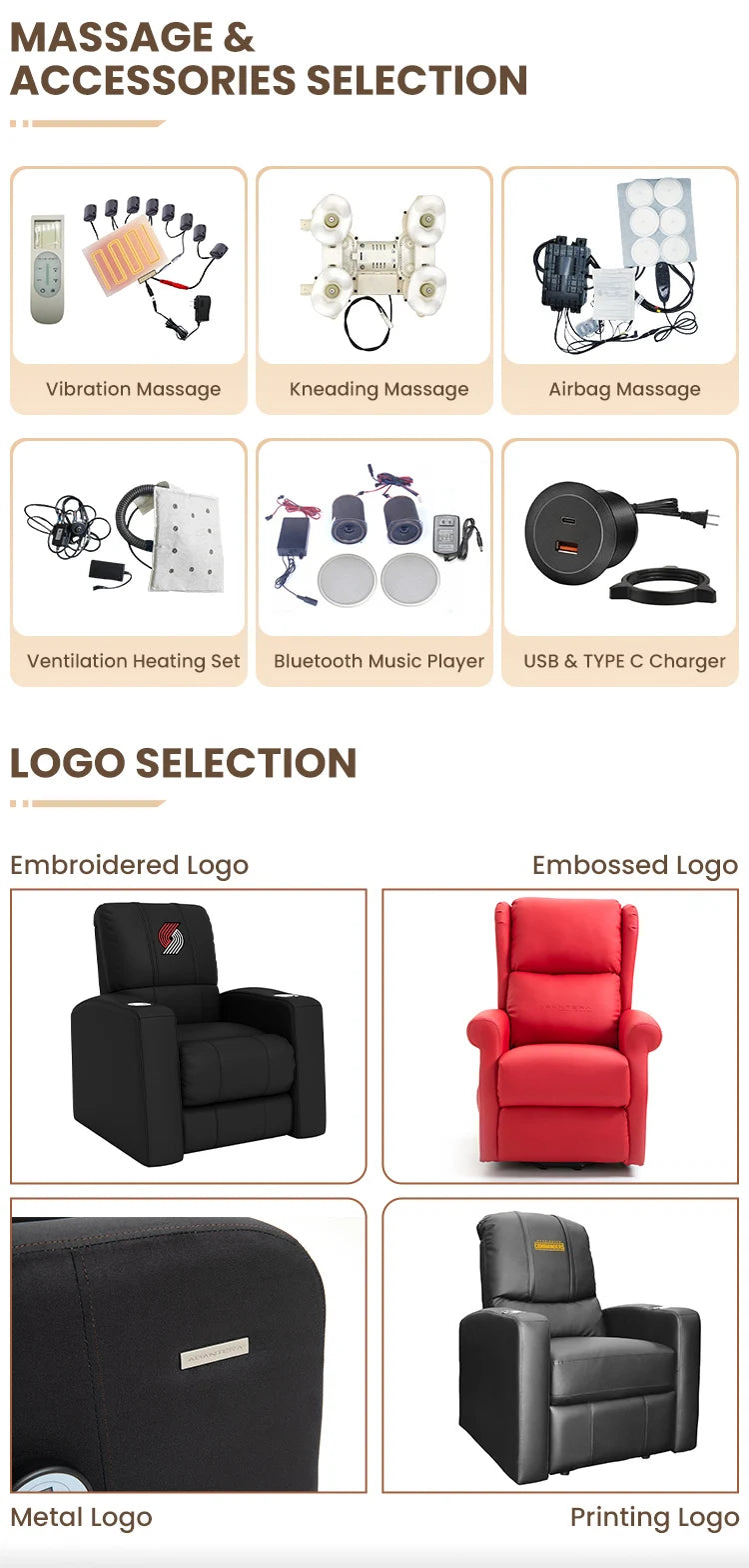 Newest Design Multifunctional Office Powered Massage Recliner Sofa Chair With Foot Rest