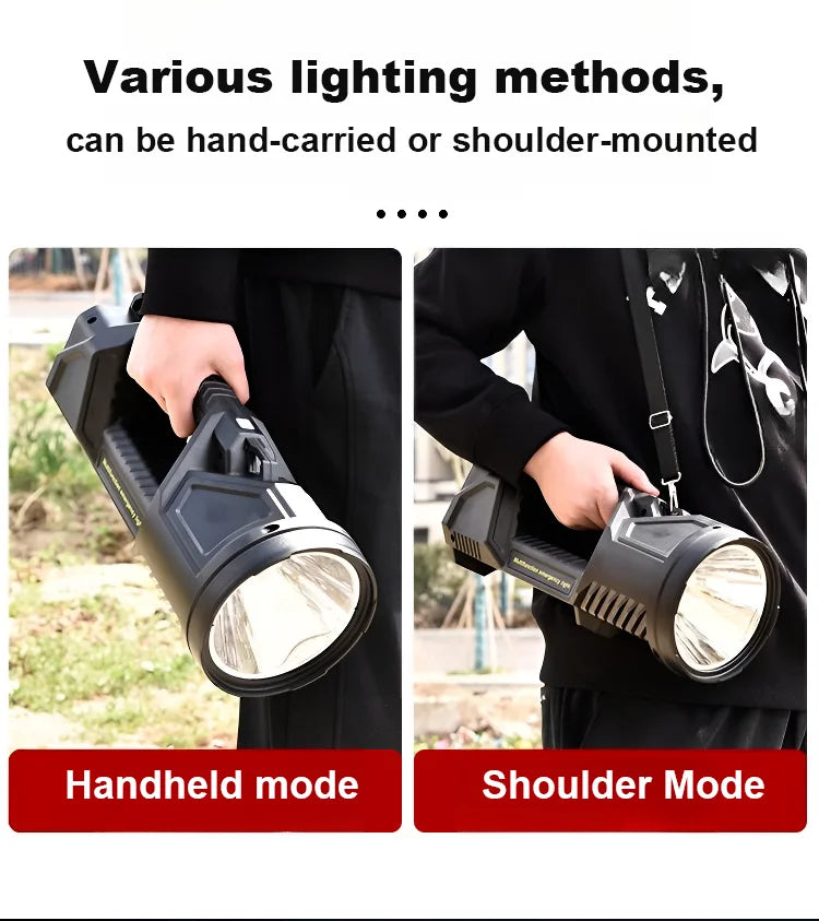 Extra Large Flashlight 22/27/38.5cm Outdoor Solar Flashlight Rechargeable Searchlight Long Range Carry Super Bright  Flashlight