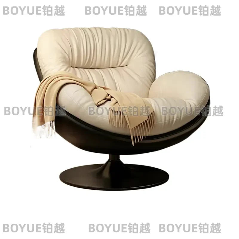 Eggshell Swivel Chair Modern Lounge Seat for Living Room Bedroom Balcony Cozy Accent Furniture Compact Leisure Sofa