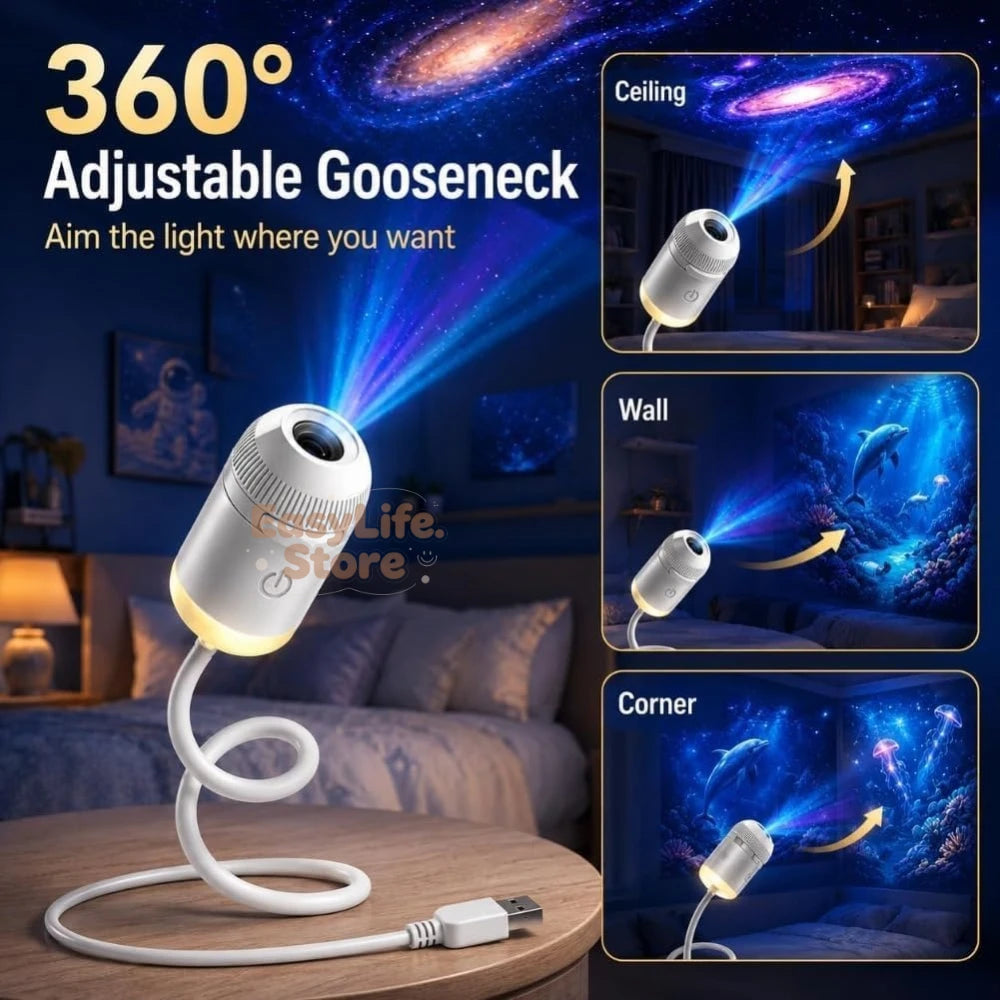 2027 Upgraded Hd Smart Dynamic 5d Holographic Night Light Projector, Plug and Play Hd Star Projector, 360° Adjustable Hd Galaxy