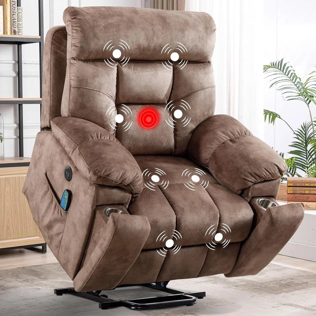 Massage Recliner Chair, Overstuffed Rocker Lazy Boy Chairs with Vibration&Gently Heat,Fabric Ergonomic Manual Nursery, Custom