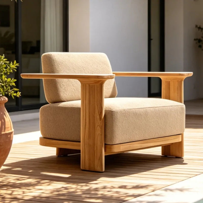 Outdoor Sofa, Patio Furniture, Teak Sofa, Anti-Corrosion And Sun-Resistant, Outdoor Terrace, Solid Wood Sofa, Leisure Outdoor Fu
