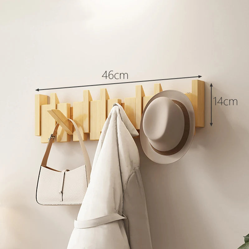 Walnut Wood Coat Rack Wall Mounted Hooks Key Clothes Hanger Hallway Door Home Bedroom Entrance Decor Organizer Rack