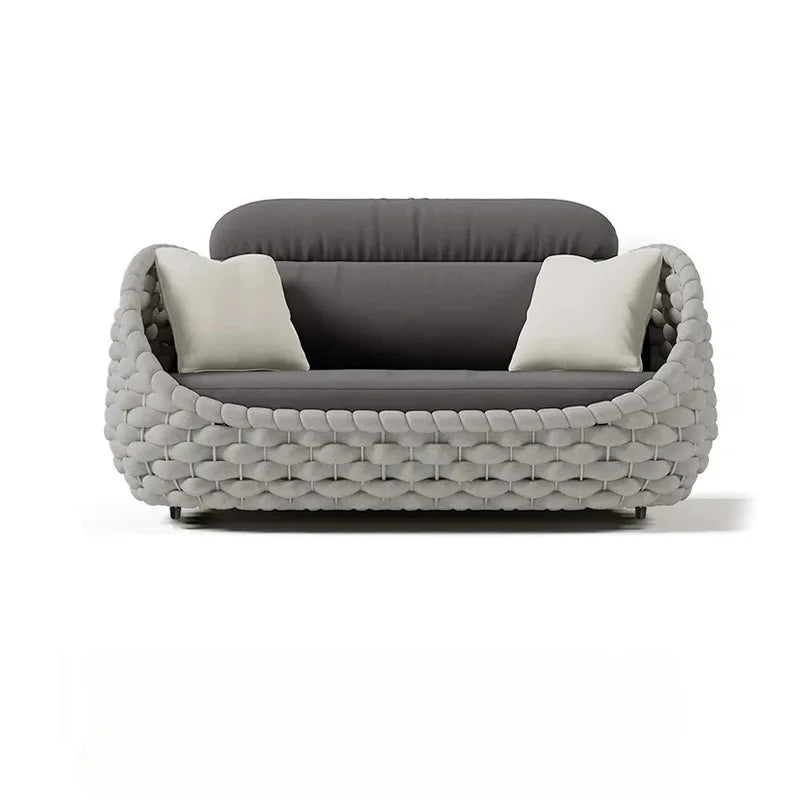 Modern Outdoor Furniture, Waterproof Weather Resistant, Rope Weaving Garden Sofa Set for Courtyard Hotel Patio Restaurant