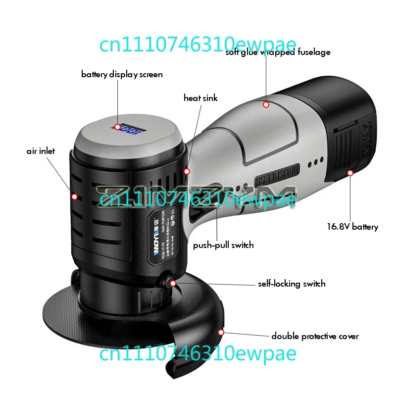 Brushless Mini Angle Grinder Portable Lithium Cordless Polishing Grinding Cutting Tool