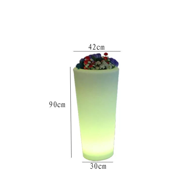 Glowing Light Outdoor Led Illuminated White Waterproof Flower Plant Pots Home Furniture Pot Changing Garden Led Flower