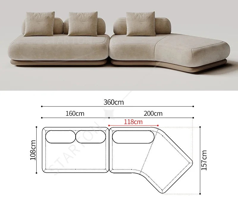 Modern Luxury Bouclé Modular Couch Living Room Furniture Curved Sofa Set With Soft Cushions & Functional Side Table