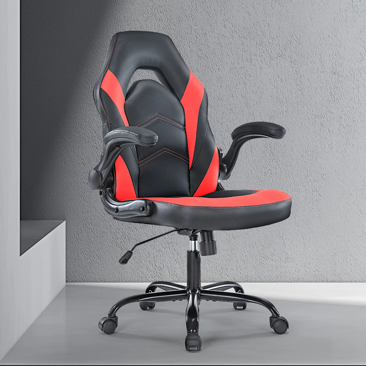 MCQ Gaming Chair Ergonomic Office Chair with Swivel Rolling Adjustable PU Leather Racing Chair Flip-up Armrest For Furniture