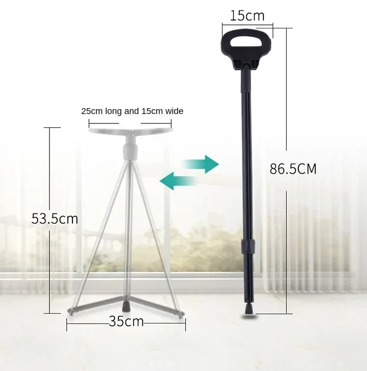 Portable Elderly Cane Stool Non-Slip Multifunctional Lightweight Chair Ideal for Outdoor Hiking and Mobility Support