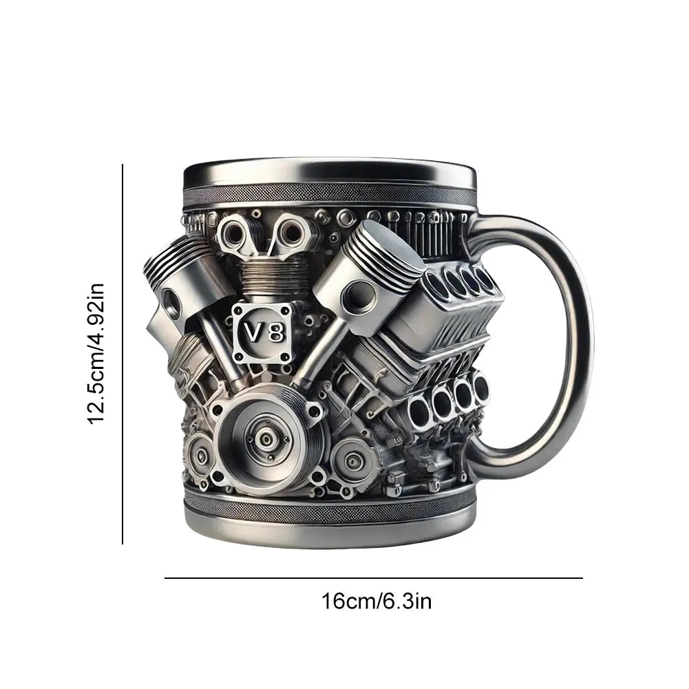 Unique Car Engine Coffee Cup Stainless Steel Cocktail Mug Tea Cup for Car Enthusiasts