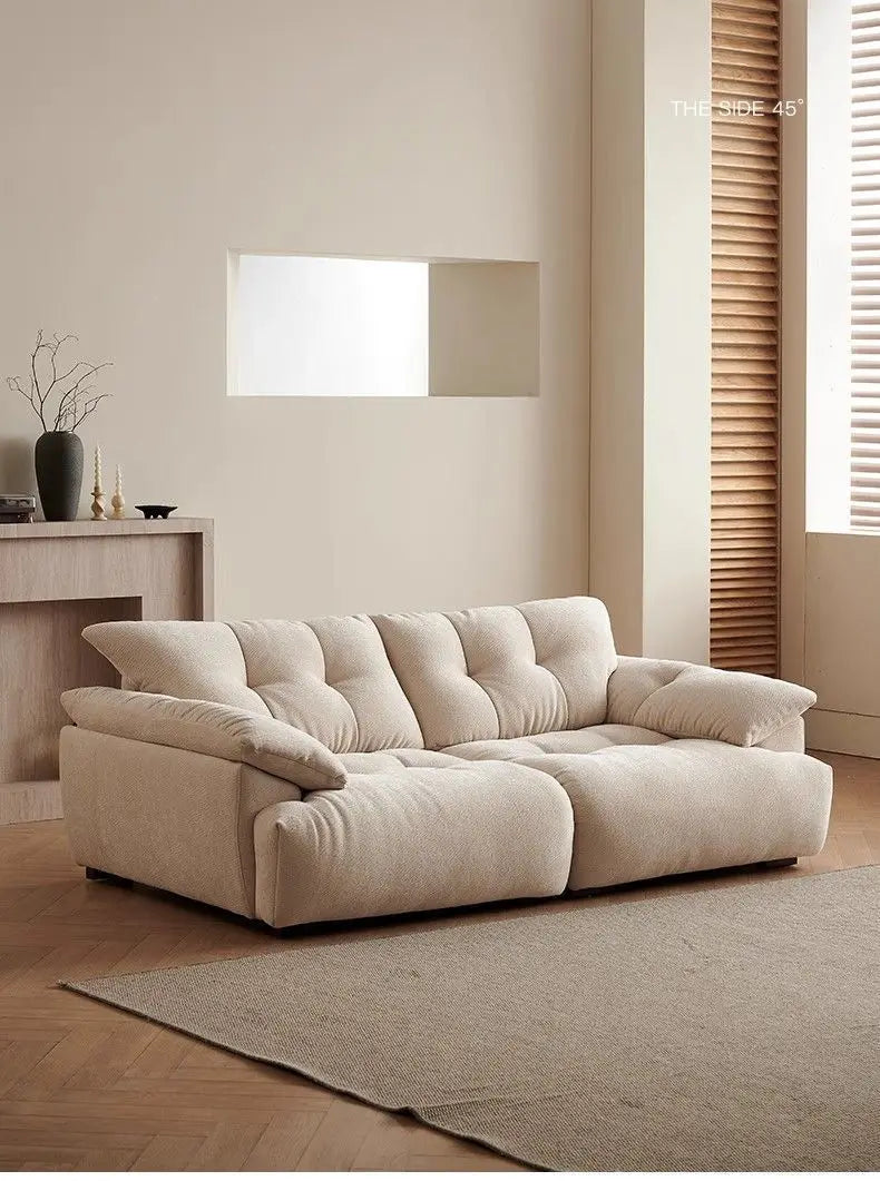 #Modular Cloud Chenille Fabric Sectional Sofa Minimalist Cream Style Straight Upholstered Sofa for Living Room Home Furniture