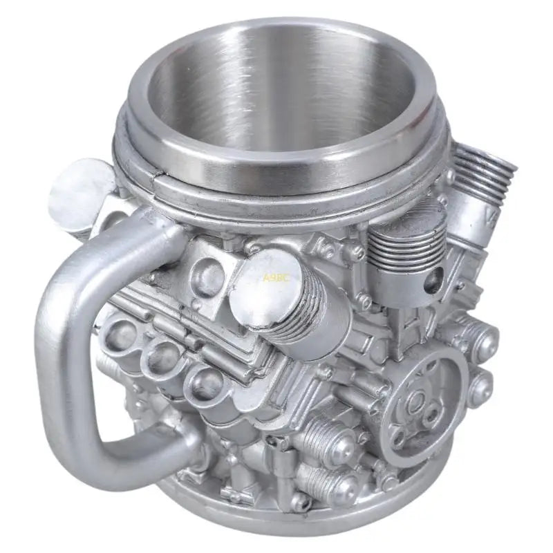 Heat Resistant Stainless Steel Lined Resin Beer Coffee Mug Mechanical Theme Insulated Water Cup for Car Enthusiasts