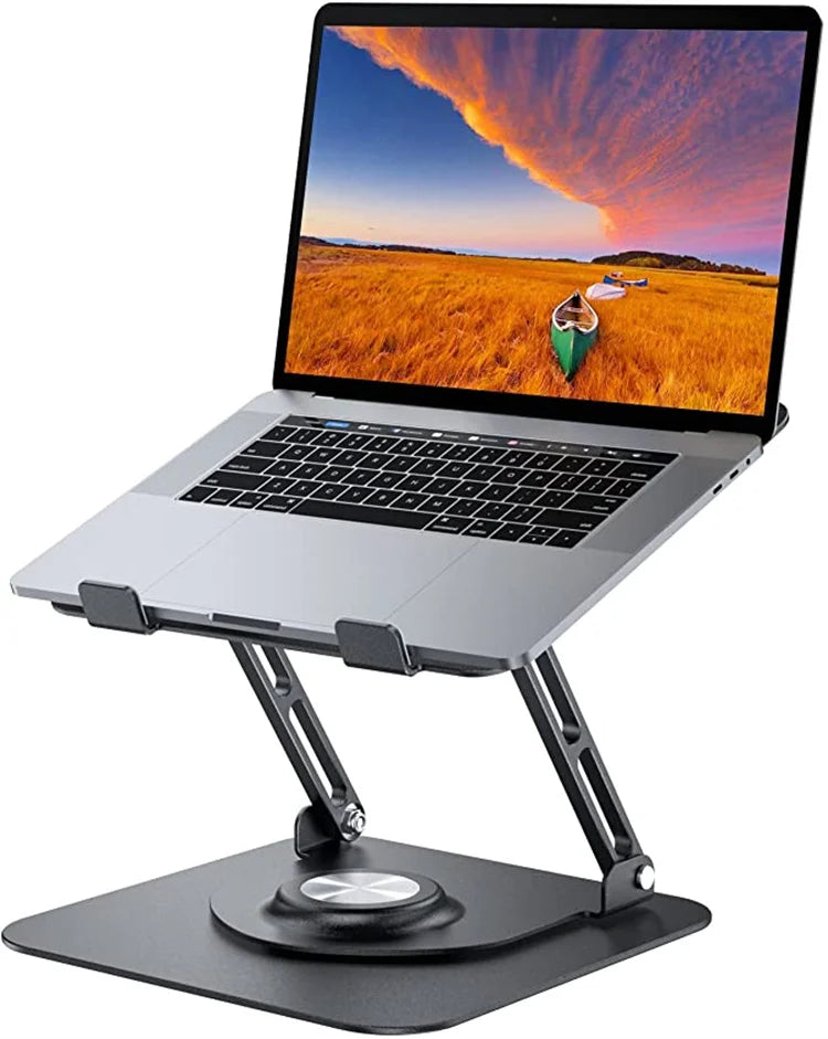 Ultra Slim 360 Swivel Aluminum Alloy Laptop Holder Foldable Portable Compact Notebook Computer Riser For Office Desk