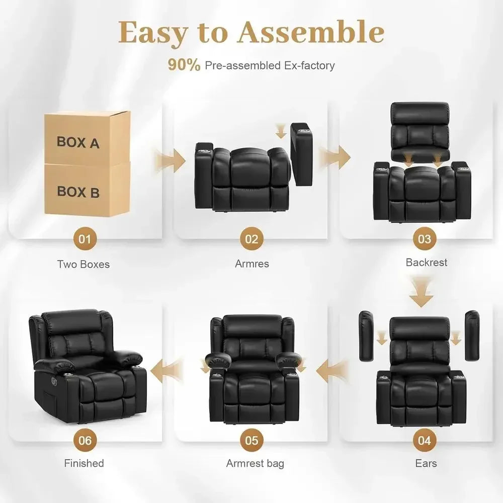 Oversized Reclining Loveseat with Cup Holders, Ideal for Home Theater, RV, or Gaming Rooms, Black