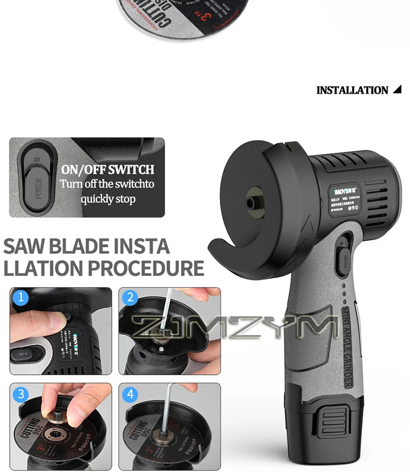 Mini Angle Grinder Portable Lithium Battery Handheld Portable Small  Polishing Grinding Cutting Machine Household Power Tool