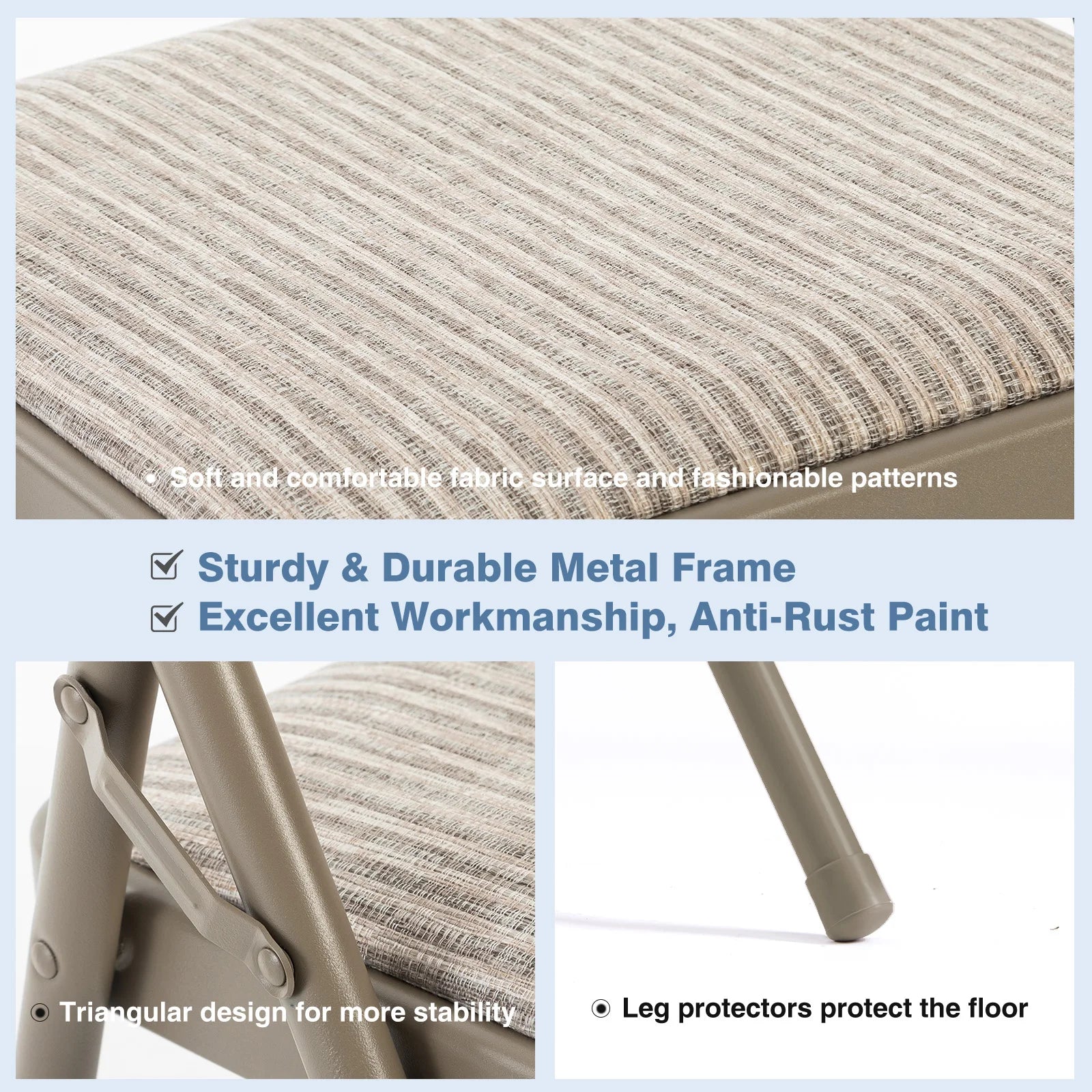 MCQ Foldable Fabric Padded Cushion Office Chair 2 Pack Ergonomic Metal Frame Soft Cushion Lumbar Support Heavy Capacity 330LB For Home Office﻿