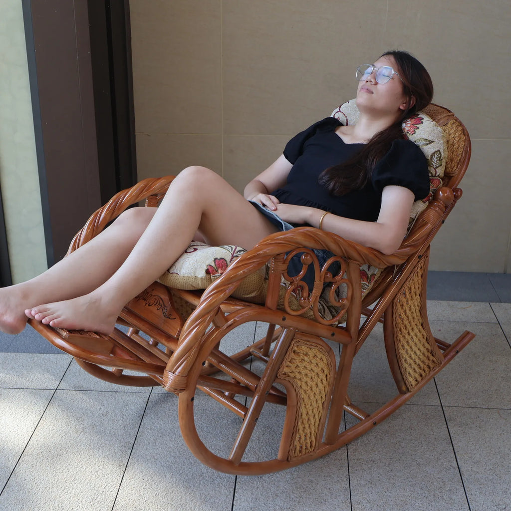 HYS rattan home rocking chair recliner back recliner nap chair leisure chair home elderly free