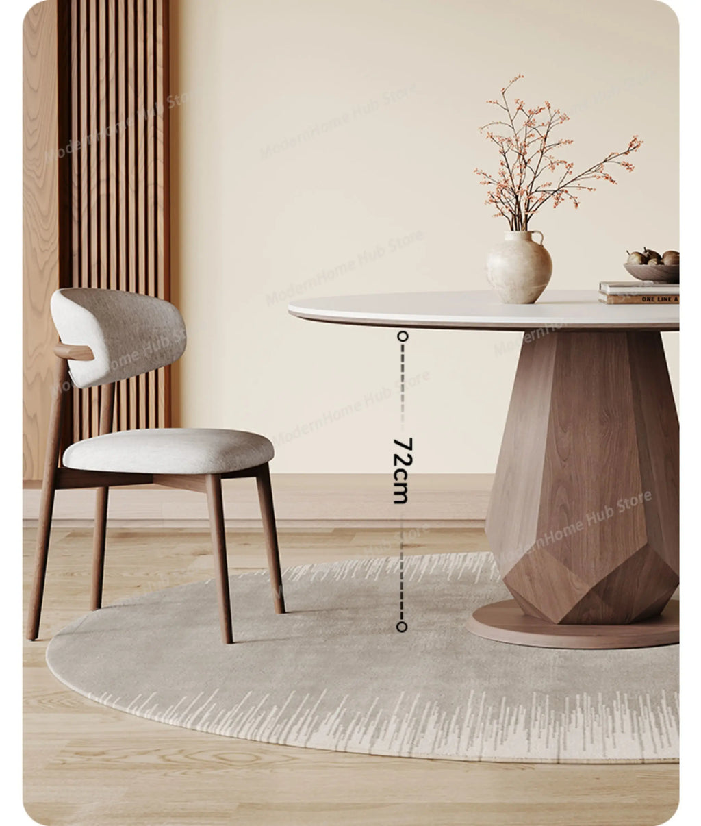 Retro Rock Dining Table Turntable Home Use Modern Simple Antique Style Solid Wood Round Table Mesa Comedor Extensible Furniture