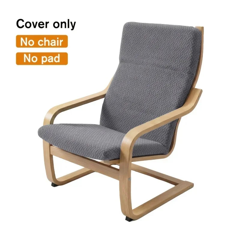 Stretch Jacquard Poang Chair Slipcover Elastic Washable Lounge Chair Cover Non‑Slip Protector for Poang Wooden Armrest Recliner
