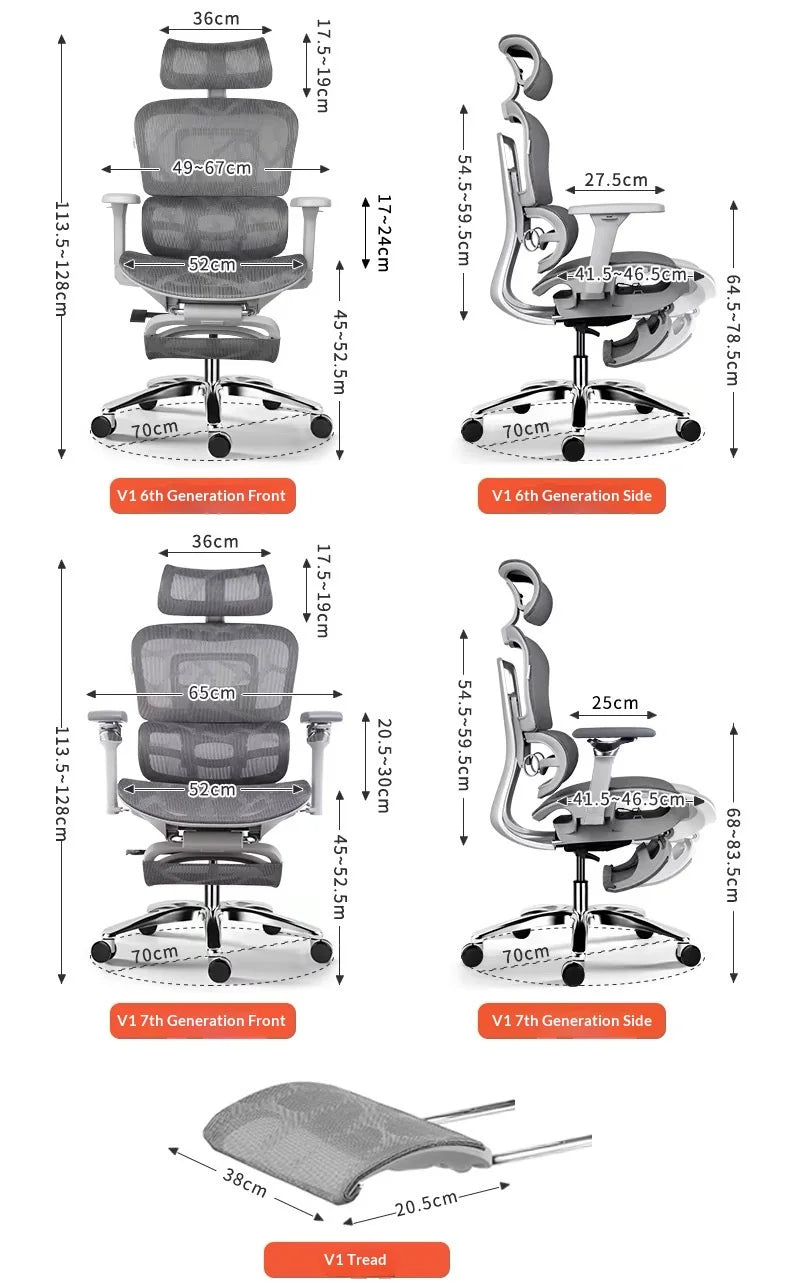 Office Chair Ergonomic Lumbar Support Adjustable Recline Mesh Headrest Swivel Wheels Home Office Gaming Computer Seat Cadeira
