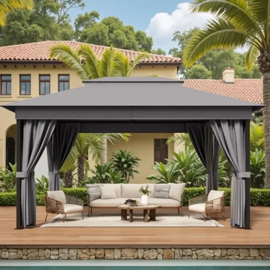 11x11 Pop Up Gazebo with Netting, Canopy Tent, Gray