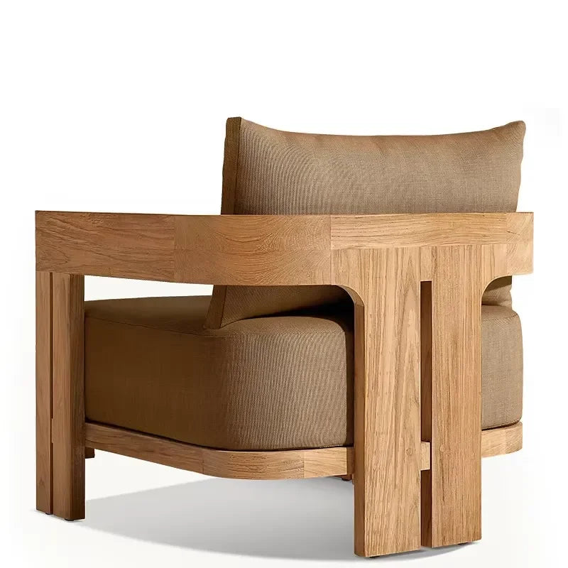Modern Outdoor Teak Sofa Set Patio Combination Villa Leisure Furniture Waterproof Solid Wood Garden